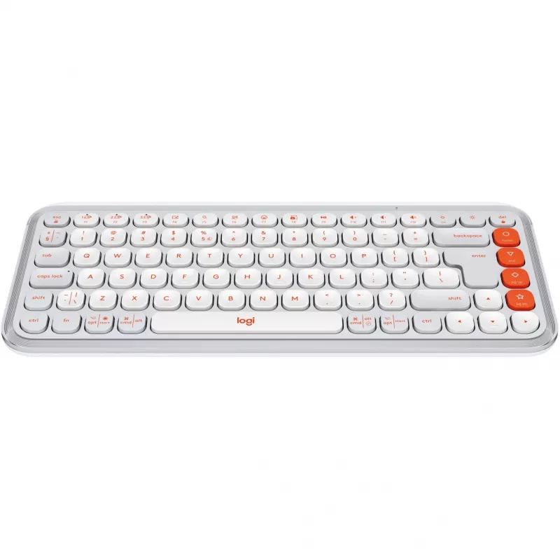 Logitech POP Icon Keys - Klawiatura - Bezprzewodowa - Bluetooth LE - QWERTY - US International - Off White, pomarańczowa (920-013072)