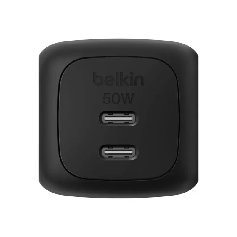 Szybka ładowarka sieciowa Belkin WCH019kqBK — 2× USB‑C, czarna, zabezpieczenia OVP/OC/OT/SC