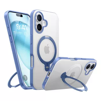 Etui ochronne na telefon Torras Ostand Spin dla iPhone 16 — niebieski, smukły profil, kompatybilne z ładowaniem bezprzewodowym
