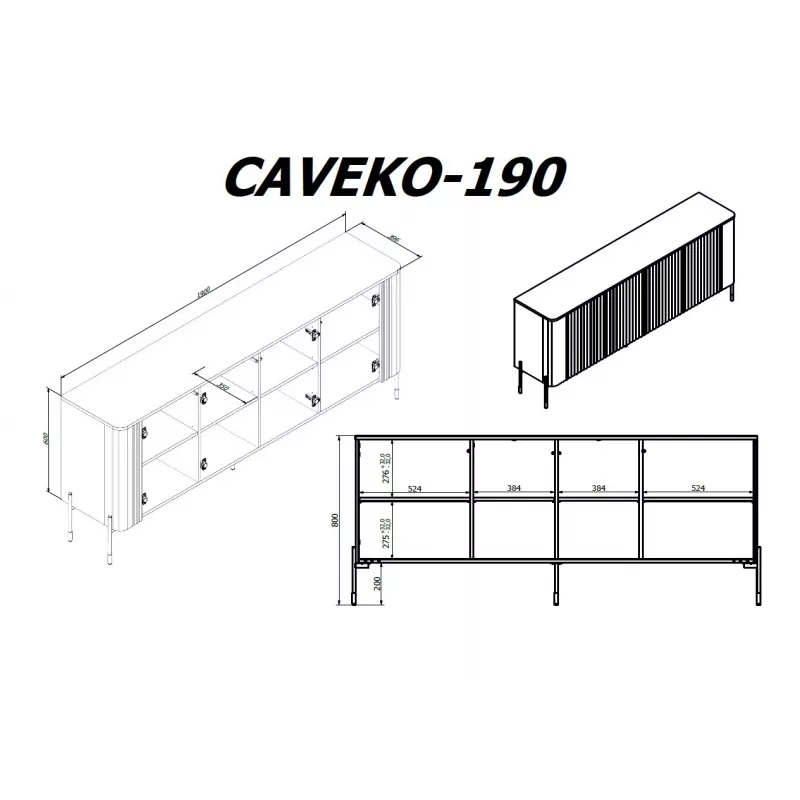 Cama VERA komoda 190x40x80 kaszmir matowy