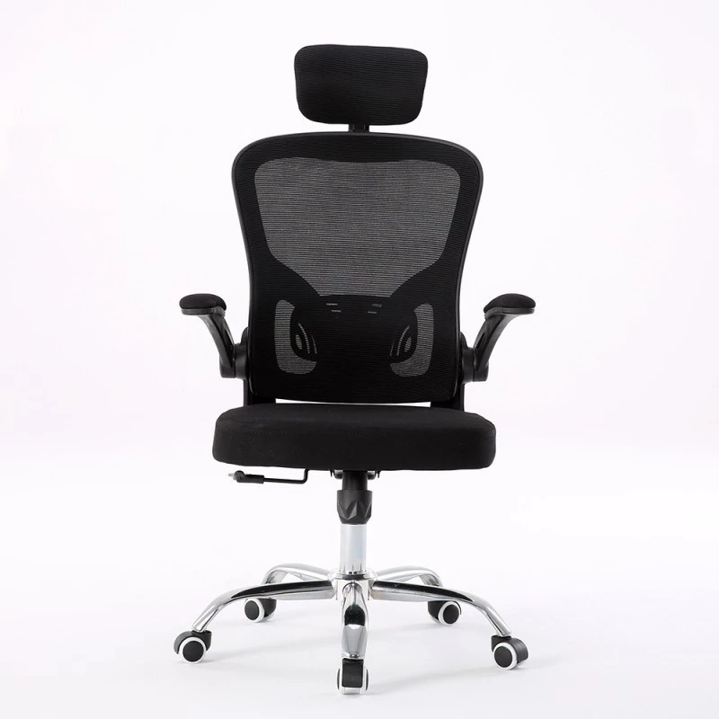 Fotel biurowy top e shop DORY CZERŃ — wyściełane siedzisko, oparcie z siatki, 650×620 mm, wysokość do 122 cm
