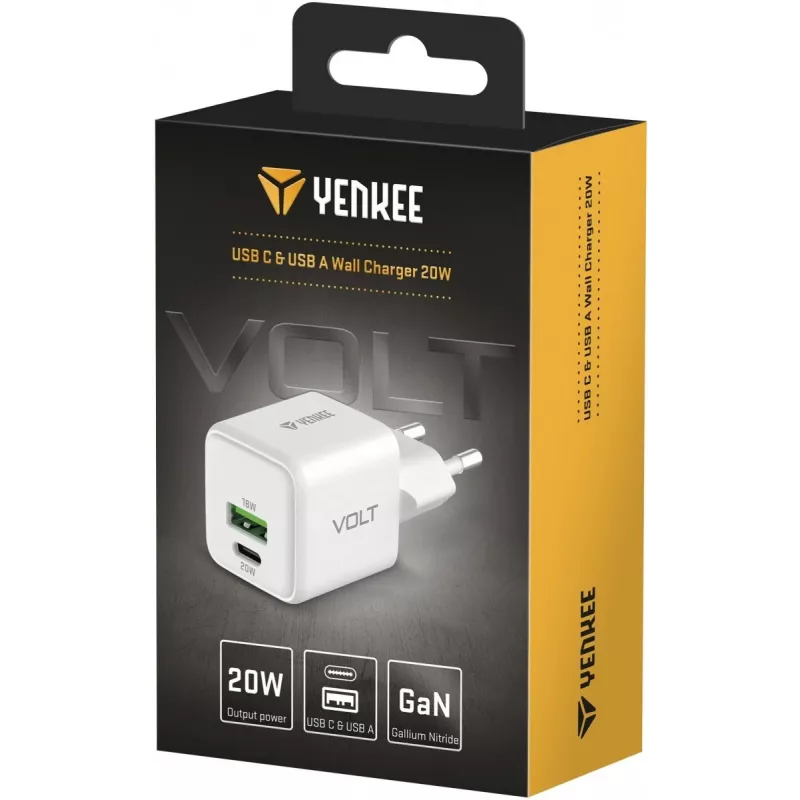 Ładowarka sieciowa USB C/A YENKEE YAC G38 20W 3A Power Delivery (USB‑C i USB‑A)