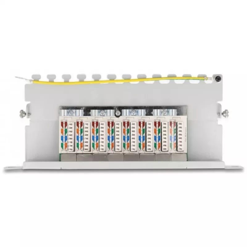 DeLOCK 10-calowy panel krosowy 8-portowy Cat.6A 0.5U szary metalowy