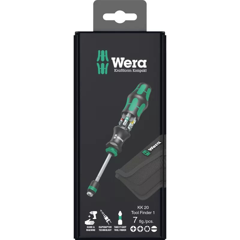 Wera Kraftform Kompakt 20 - Schraubendreher mit Bit-Satz - in Tasche (05051016001)