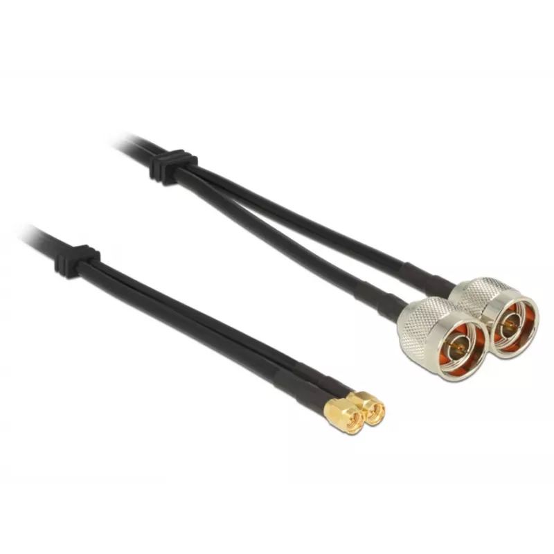 Kabel koncentryczny DeLOCK 89467 RG-58 5m 2x wtyk N 2x wtyk SMA Czarny