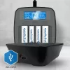 Ładowarka everActive NC1000MV2 — Ni‑MH 4-slotowa ładowarka USB‑C, 4 ogniwa, 5V, czarny, 110×99×38 mm