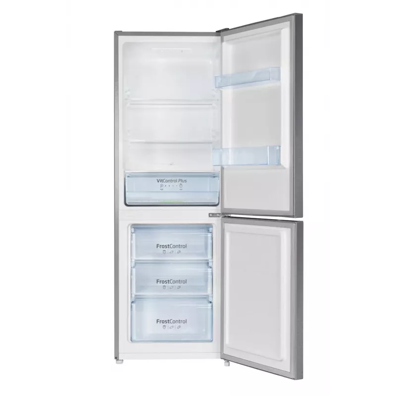 Lodówko-zamrażarka AMICA FK2425.4UNTX(E) wolnostojąca 277 L całkowita, dolny zamrażalnik 74 L, inwerter, srebrna, 1593×540×550 mm