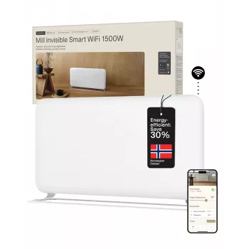 Mill WiFi Panel Heater | PA1500WIFI4A | Panel Heater | 1500 W | Odpowiedni do pomieszczeń do 22 m² | Biały | IPX4