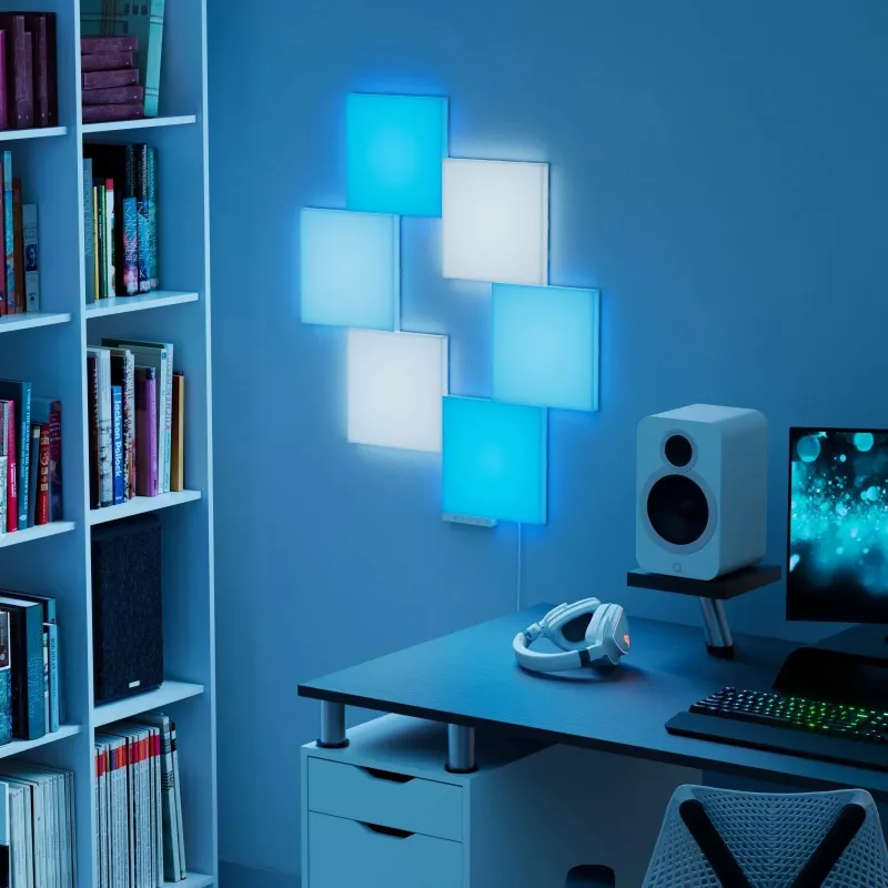 Zestaw paneli LED Nanoleaf N8100K02-6BS — kwadratowy RGB, 6 szt., AC 100–240 V, montaż na ścianie