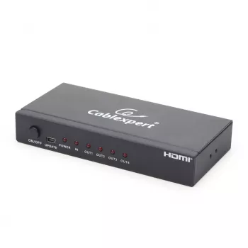 Rozdzielacz wideo HDMI GEMBIRD DSP-4PH4-02 — 4× wyjścia HDMI, HDMI 1.4, 225 MHz, obudowa stalowa, 146×73×24 mm