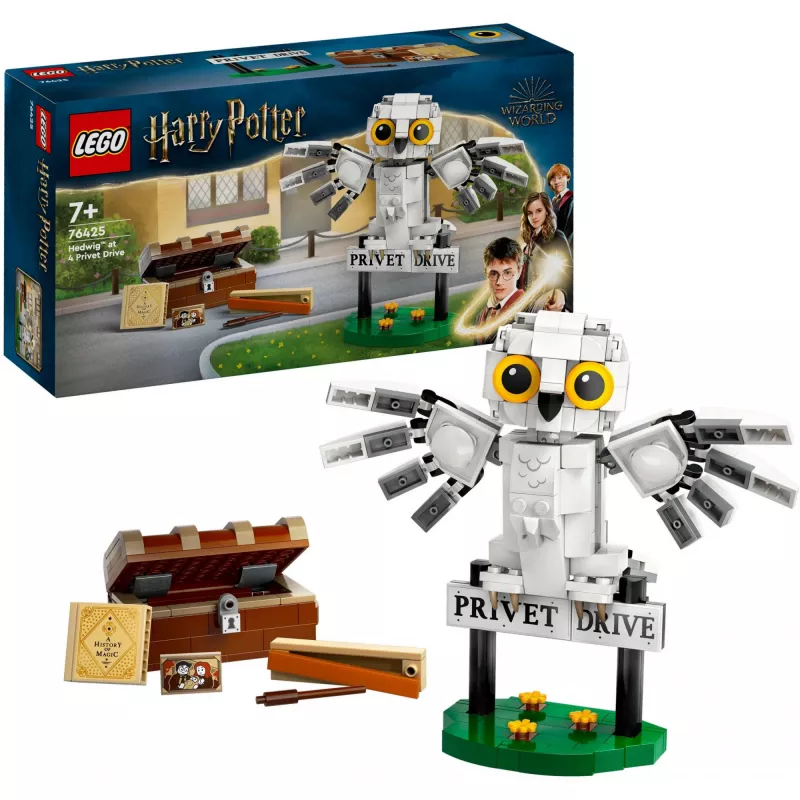 LEGO Harry Potter składana Hedwiga na Privet Drive model 76425 — 337 elementów, wysokość 100 mm, zalecany wiek 7+