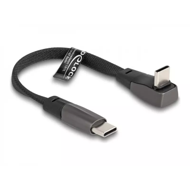 DeLOCK Kabel taśmowy USB 2.0 USB Type-C męski na USB Type-C męski kątowy PD 3.0 60 W 14 cm czarny