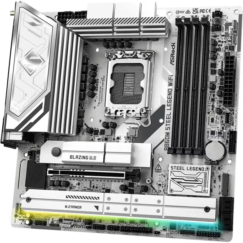 Płyta główna ASRock B860M Steel Legend WiFi — Intel B860, LGA 1851, micro‑ATX, DDR5, 4 DIMM, Wi‑Fi 6E, 2.5GbE