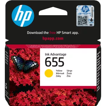 HP 655 żółty Oryginalny Ink Advantage Cartridge, żółty, 1 szt., 600 stron