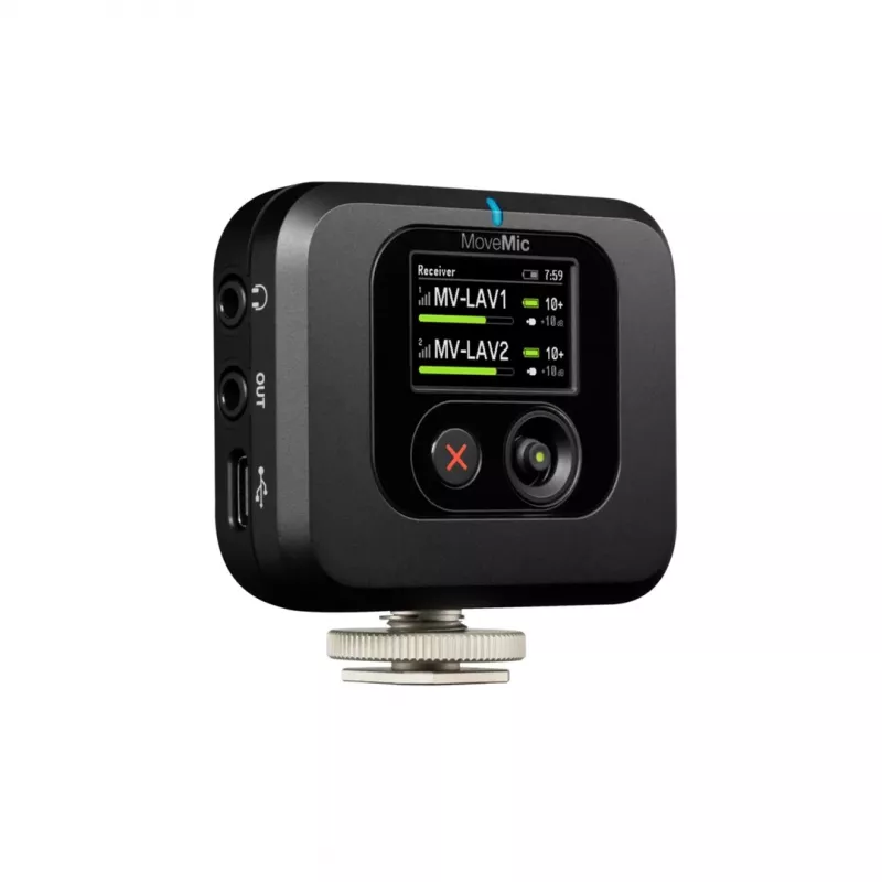 Bezprzewodowy odbiornik montowany na kamerze Shure MV-R-Z6 — 50–20000 Hz, zasięg 30 m, 12–15 V, 308×101×38 mm, 0,429 kg, czarny