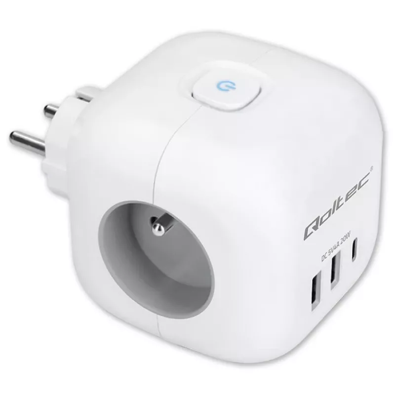 Listwa zasilająca QOLTEC 52548 z 3 gniazdami AC i portem USB