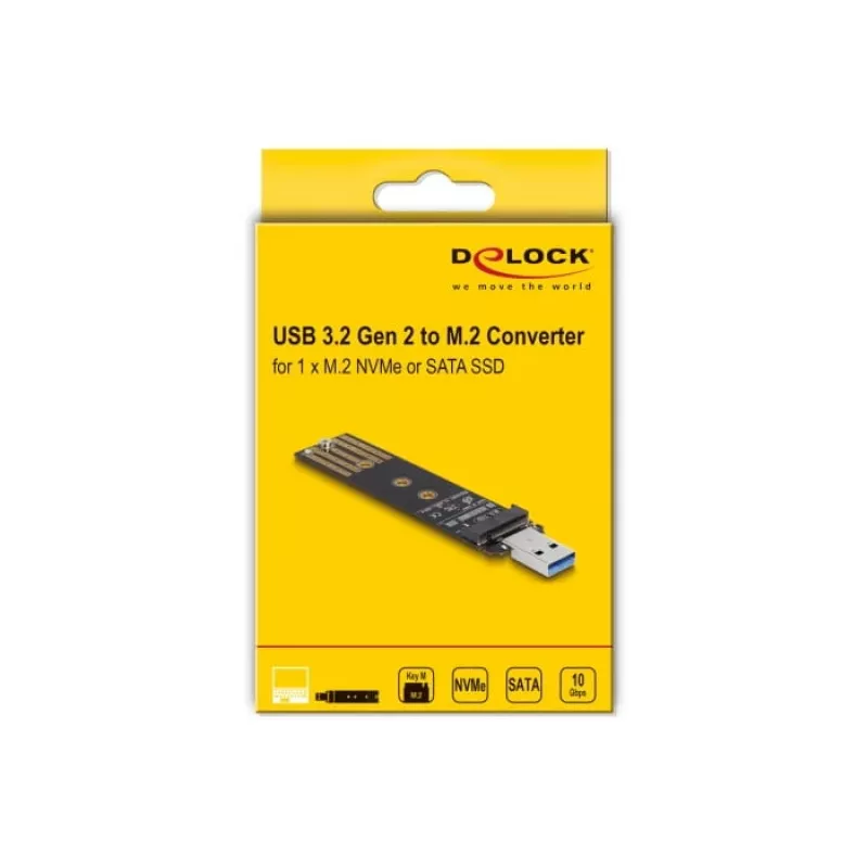 DeLOCK Combo Converter dla M.2 NVMe PCIe lub SATA SSD USB 3.2 Gen 2 Czarny