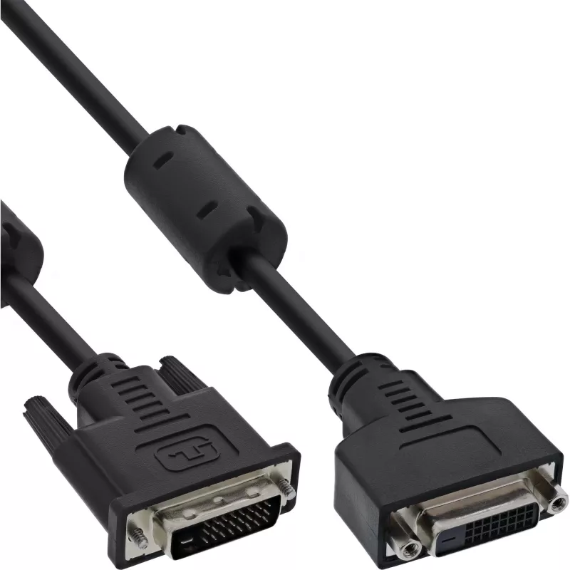 Kabel InLine DVI-D 24+1 M/F, Dual Link, 2 rdzenie ferrytowe, 3m