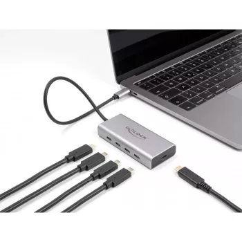 DeLOCK USB Hub 10 Gbps Type-C 4 Porty PD 85W Kabel 30 cm