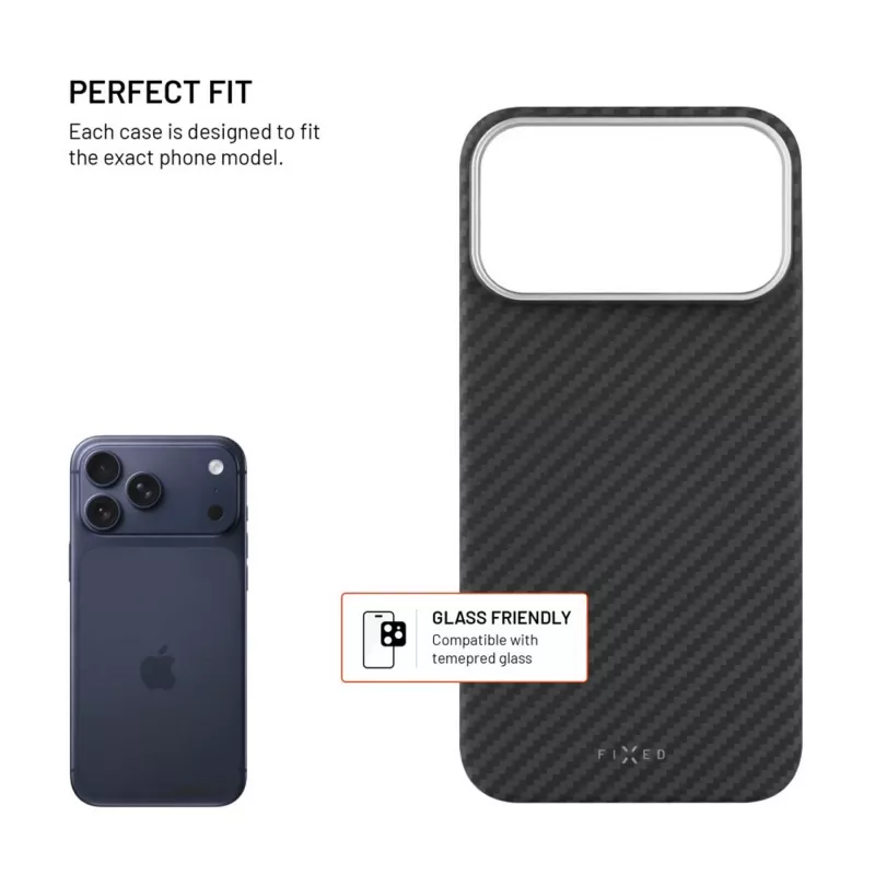 Ochronna osłona tylna FIXED do Apple iPhone 17 Pro Max — włókna aramidowe, czarny