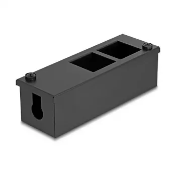 Puszka rozdzielcza DeLOCK Easy 45, uchwyt na moduły, do montażu na stole lub ścianie, metalowa, czarna — 4×22,5×45 mm lub 2×45×45 mm