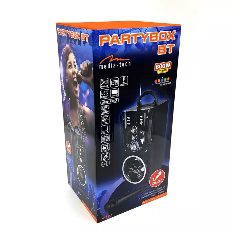 Głośnik stereo przenośny Media-Tech PARTYBOX BT MT3150 Czarny