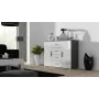 Kredens Cama Meble UNI szary/biały połysk, 2 drzwi, 2 półki, 1320×380×920 mm