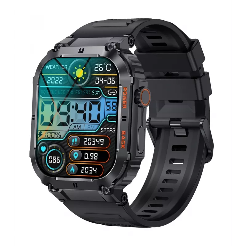 Denver SWC-191B smartwatch / zegarek sportowy 4,98 cm (1,96 inch) IPS 45 mm Cyfrowy 320 x 386 pikseli Ekran dotykowy Czarny