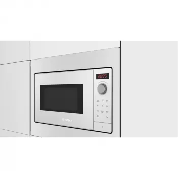 Wbudowana kuchenka mikrofalowa Bosch BFL523MW3, 800 W, 20 l, biała, sterowanie dotykowe i pokrętłem