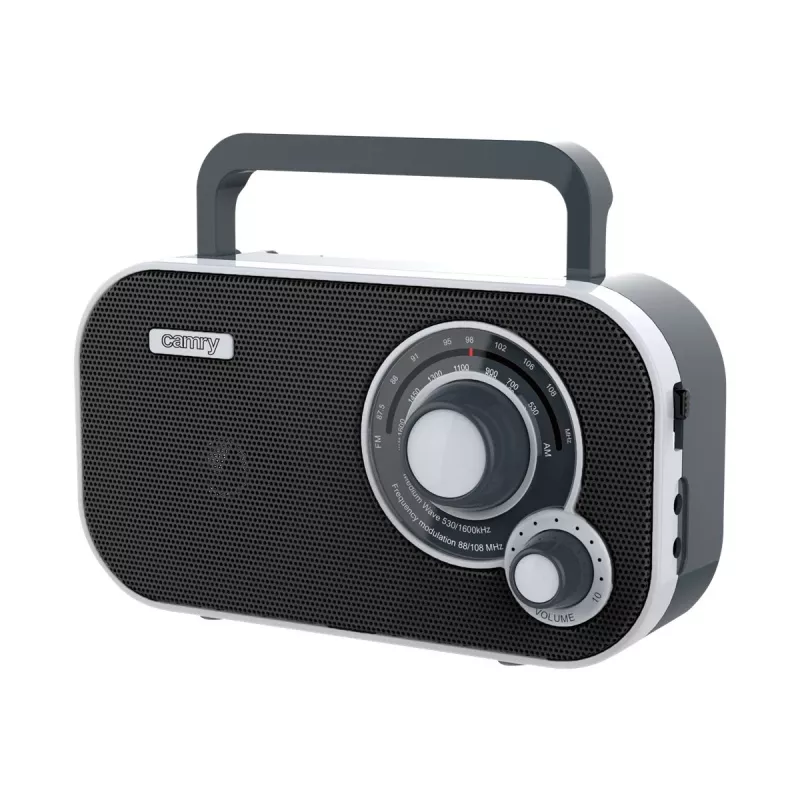Radio przenośne Camry CR 1140b — AM/MF, szary, zasilanie sieciowe lub bateryjne, kompaktowe 280×65×113 mm