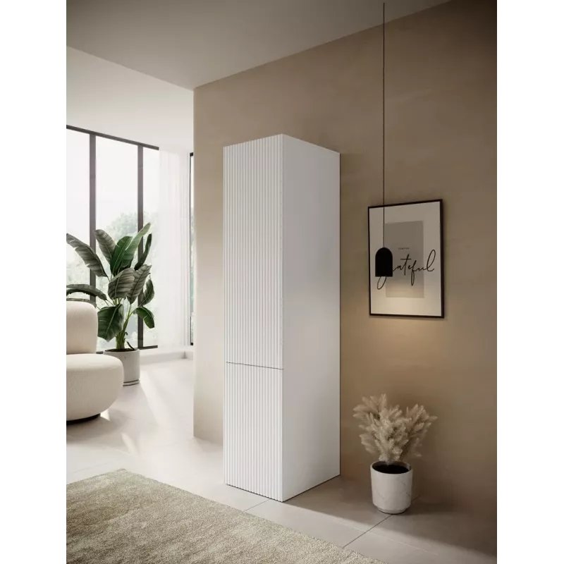 Garderoba cama meble PAFOS 1D 45x55,5x198,5 cm biały mat, 4 półki