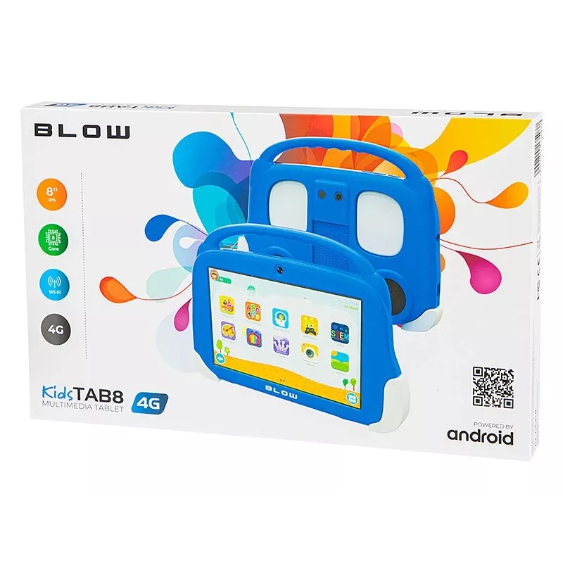 Tablet BLOW KidsTAB8 8 cali IPS HD Android 12, 1,6 GHz ośmiordzeniowy T606, 4 GB RAM, 64 GB, LTE, MicroSD