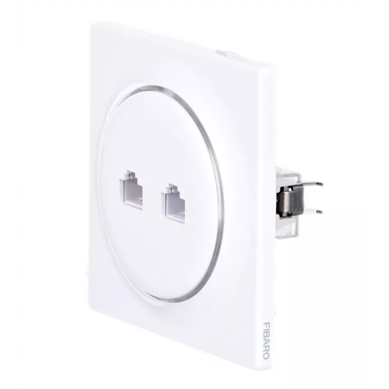 Gniazdo ścienne Fibaro Walli N 2 x RJ-45 Biały