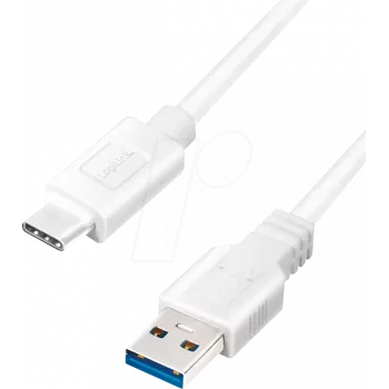 Logilink - Kabel USB - USB Type A (M) na USB-C (M) odwracalny - USB 3.2 Gen 1 - 3 A - 15 cm - Biały (CU0172)