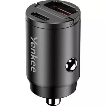 Ładowarka samochodowa YENKEE CAR 02 Power Delivery 30W z portami USB-A i USB-C