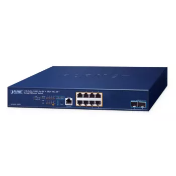PLANET Warstwa 3 - 8-portowy zarządzalny przełącznik 2.5GBASE-T L3 2.5G Ethernet (100/1000/2500) Power over Ethernet (PoE) 1U Niebieski (MGS-6311-8P2X)