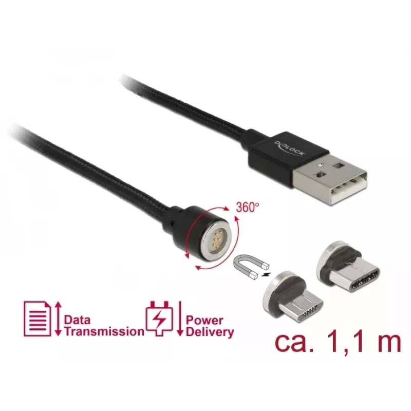 Kabel USB DeLOCK 85723 USB 2.0 1,1 m USB A USB C/Micro-USB B Czarny