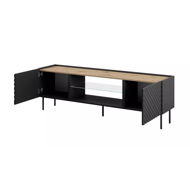 EF ONDA szafka RTV 180x40x39-58 czarny (stojąca lub montowana na ścianie)