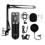 Mikrofon PC MEDIA-TECH MT397S — przewodowy, wejście XLR, 20–20000 Hz, 150 Ω, -32 dB, kabel 2,4 m, podstawka biurkowa, czarny