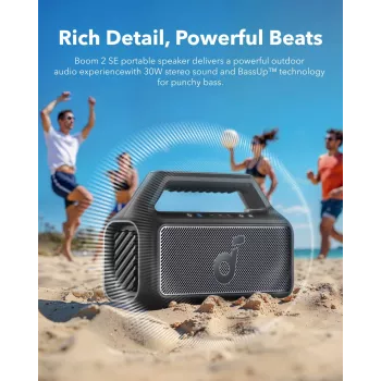 Przenośny głośnik stereo Anker Soundcore Boom 2 SE — 2.0 kanały, 30 W RMS, bezprzewodowy, czarny