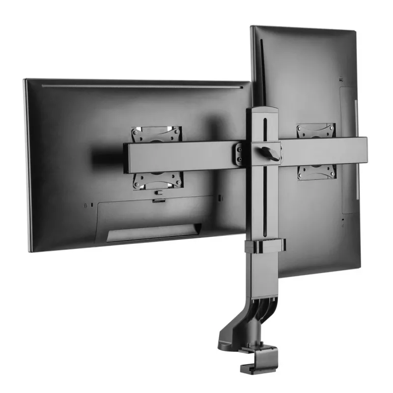 Uchwyt na monitory MACLEAN MC-854 do dwóch monitorów 17–27 cali VESA 75x75 / 100x100, podwójne ramię, montaż na biurku