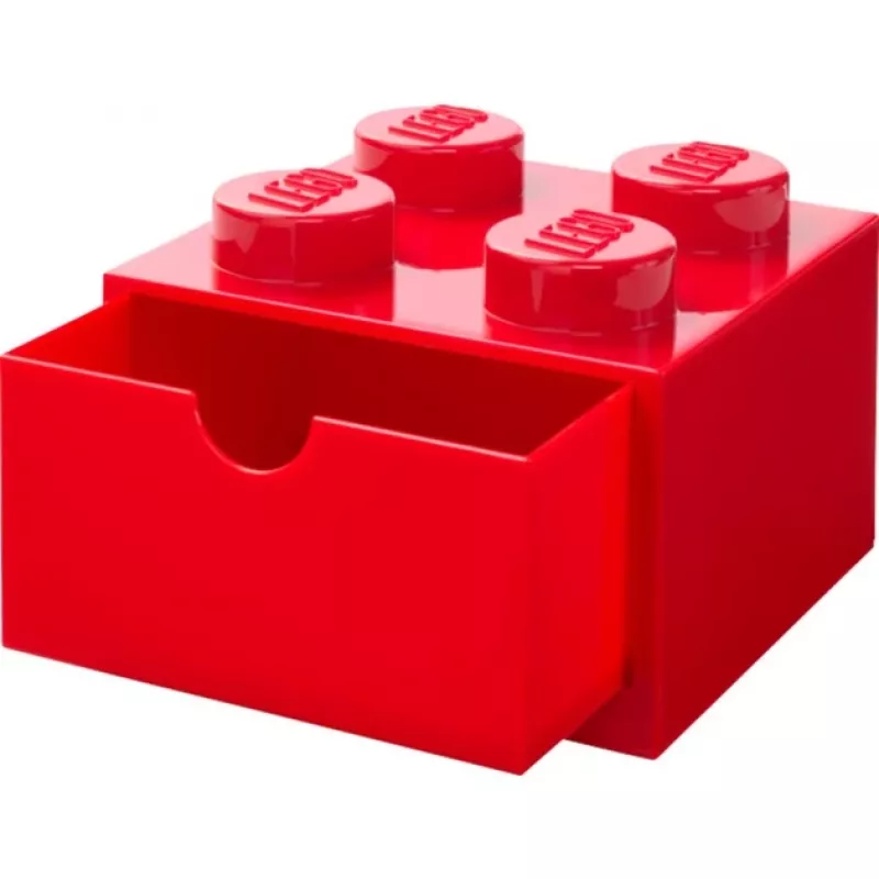 LEGO szuflada na biurko 4, pudełko do przechowywania, czerwone, wypustki