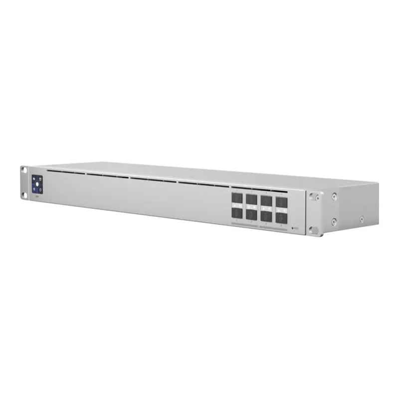 Zarządzany przełącznik sieciowy L2 UBIQUITI USW-Aggregation — 8 slotów SFP+, obsługa 10G, bez wentylatora, 1U do szafy rack, srebrny