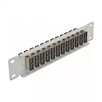 Fiber Optic Patch Panel DeLOCK 10 cali 12 portów SC Duplex Beżowy 1U Szary