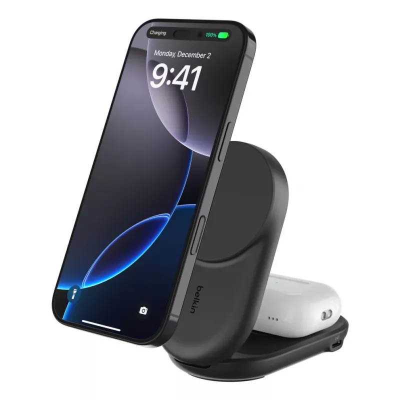 Ładowarka wewnętrzna Belkin UltraCharge 25 W Qi2 2w1 magnetyczna USB-C czarna okrągła