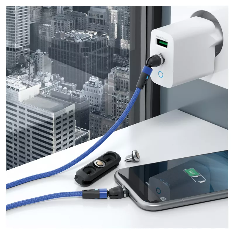 Kabel USB RealPower MagneticCharge2 1 m niebieski szybkie ładowanie przesył danych