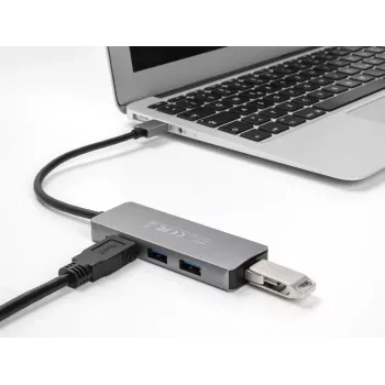 DeLOCK 63171 USB Hub 3.2 Gen 1 Type-A 5000 Mbit/s Szary