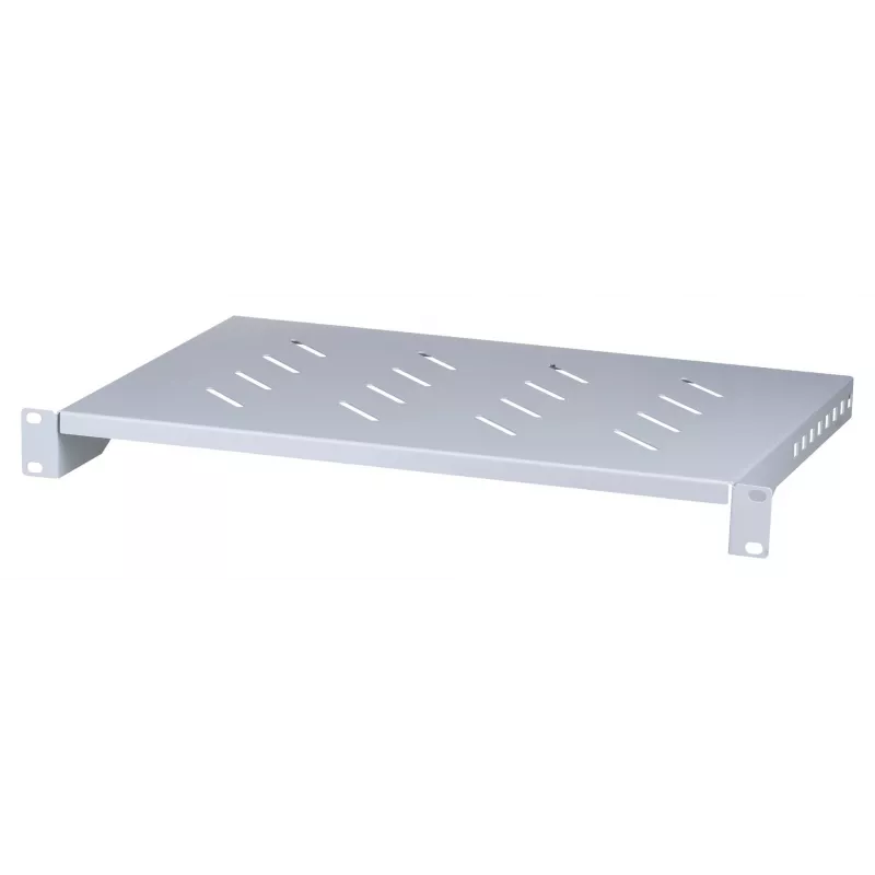 Półka rack LANBERG AK-1004-S — 1U 19 cali szara, szerokość 483 mm, głębokość 300 mm, nośność 25 kg