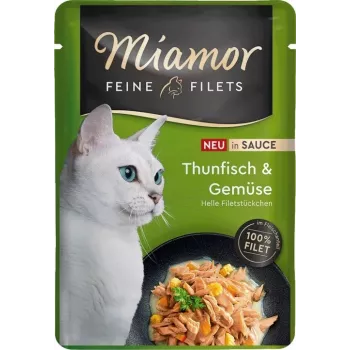 Mokra karma dla kotów Miamor Fine Filets Tuńczyk z warzywami w sosie, saszetka 100 g, koty dorosłe, monoproteinowa