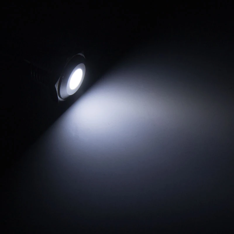 Podświetlany wandaloodporny przycisk chwilowy Lamptron LAMP-SW2004-H, czarny poliwęglan, biała kropka